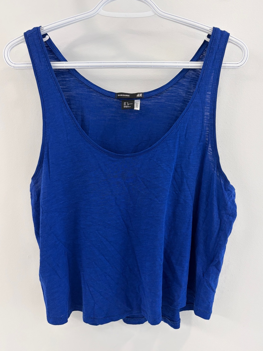 💙 H&M Basic Women's Royal Blue Scoop Neck Tank Top - Small